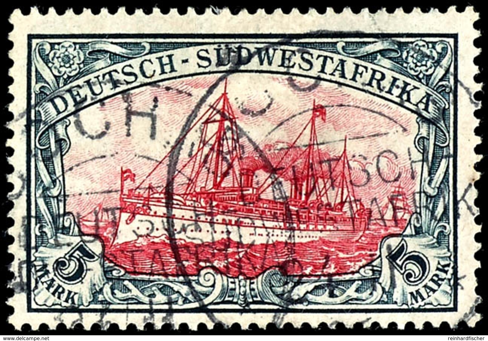 1 Mark Bis 5 Mark Kaiseryacht, Gestempelt, Höchstwert Gepr. Pauligk, Mi. 345.-, Katalog: 2023 O - Sud-Ouest Africain Allemand