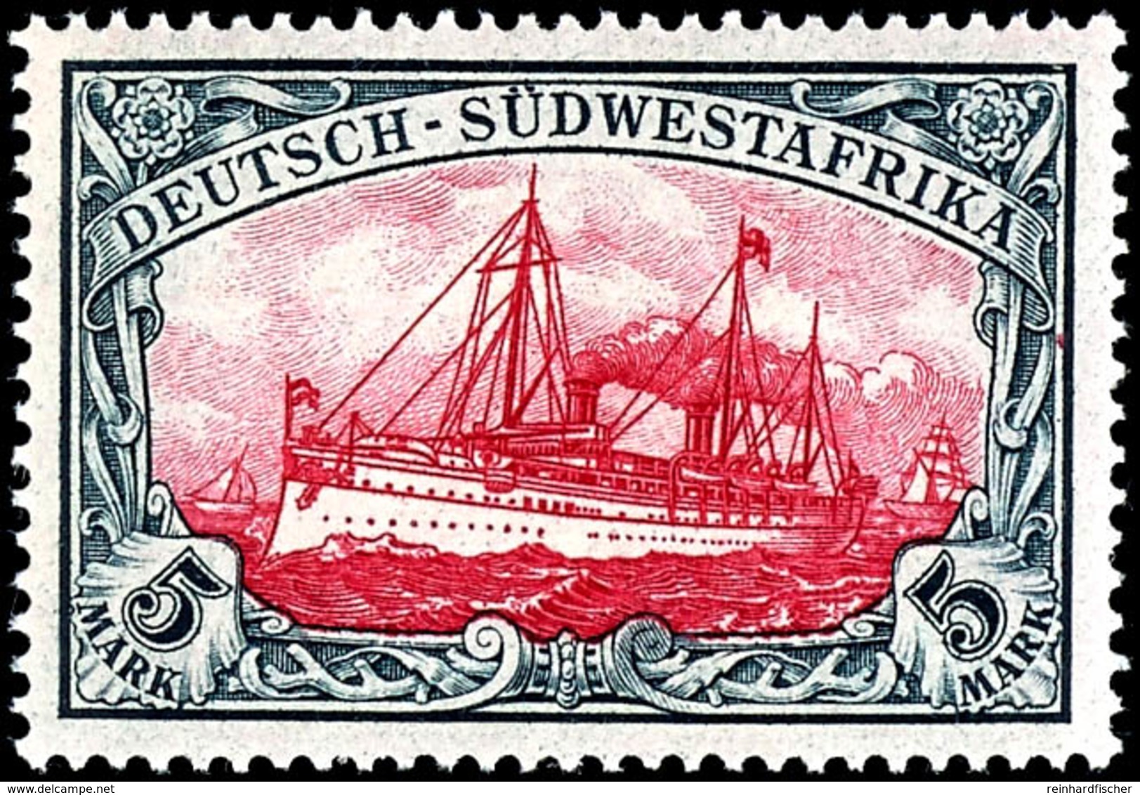 5 M. Kaiseryacht, Postfrisch Kabinett, Fotoattest Jäschke-L. BPP, Mi. 500.-, Katalog: 23 ** - Deutsch-Südwestafrika