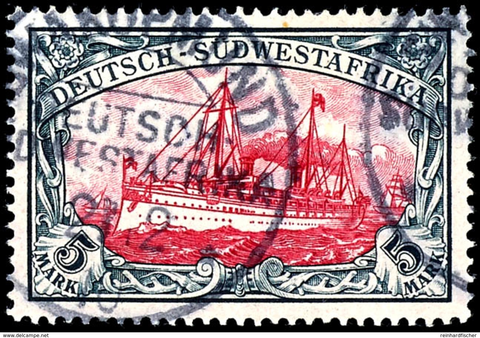 5 M. Kaiseryacht, Gestempelt, Gepr.  Czimmek BPP, Mi. 200.-, Katalog: 23 O - Deutsch-Südwestafrika