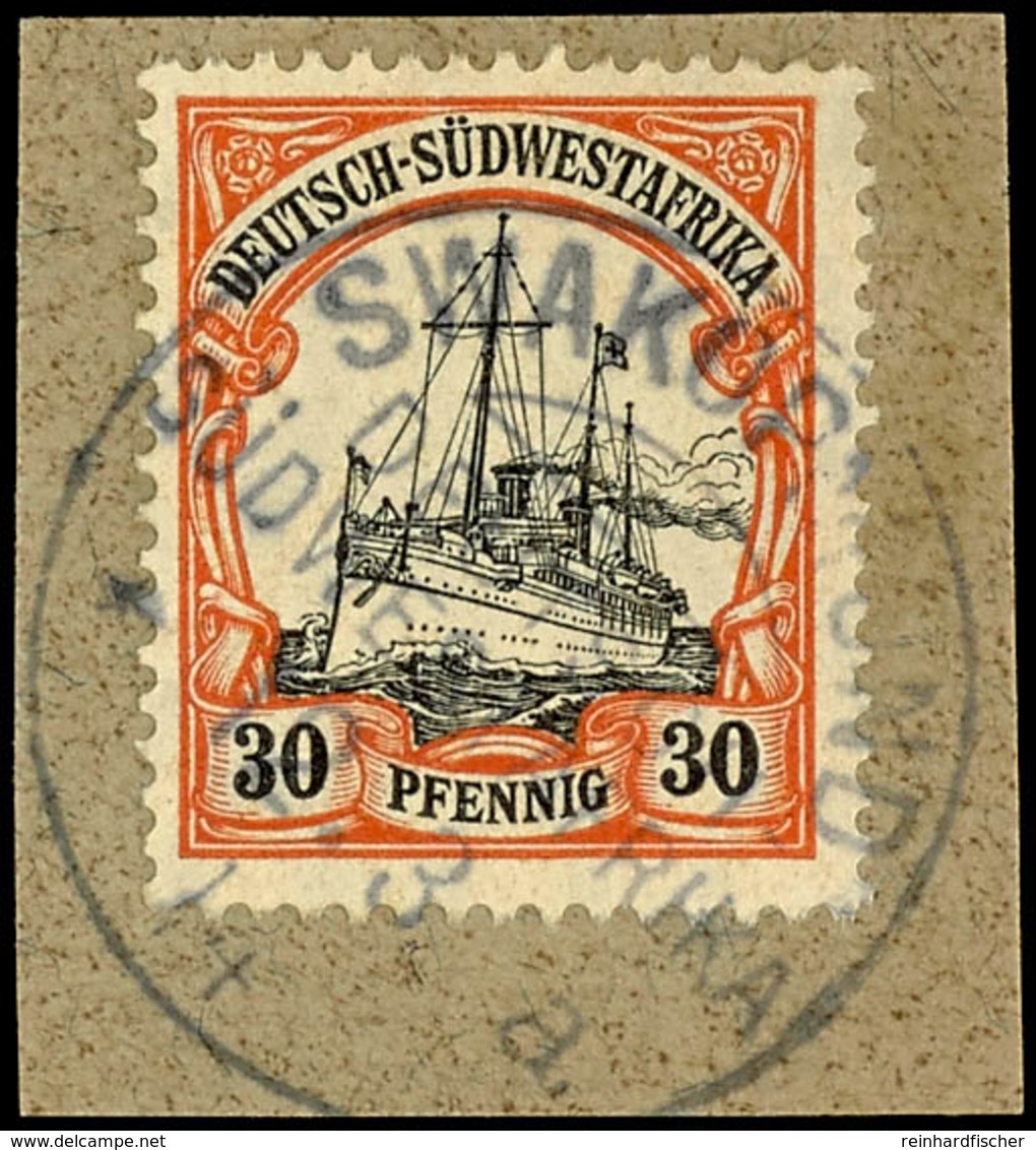 30 Pfennig Kaiseryacht, Luxusbriefstück Mit Stempel "SWAKOPMUND A", Geprüft Steuer BPP, Michel 65,-, Katalog: 28x BS - German South West Africa