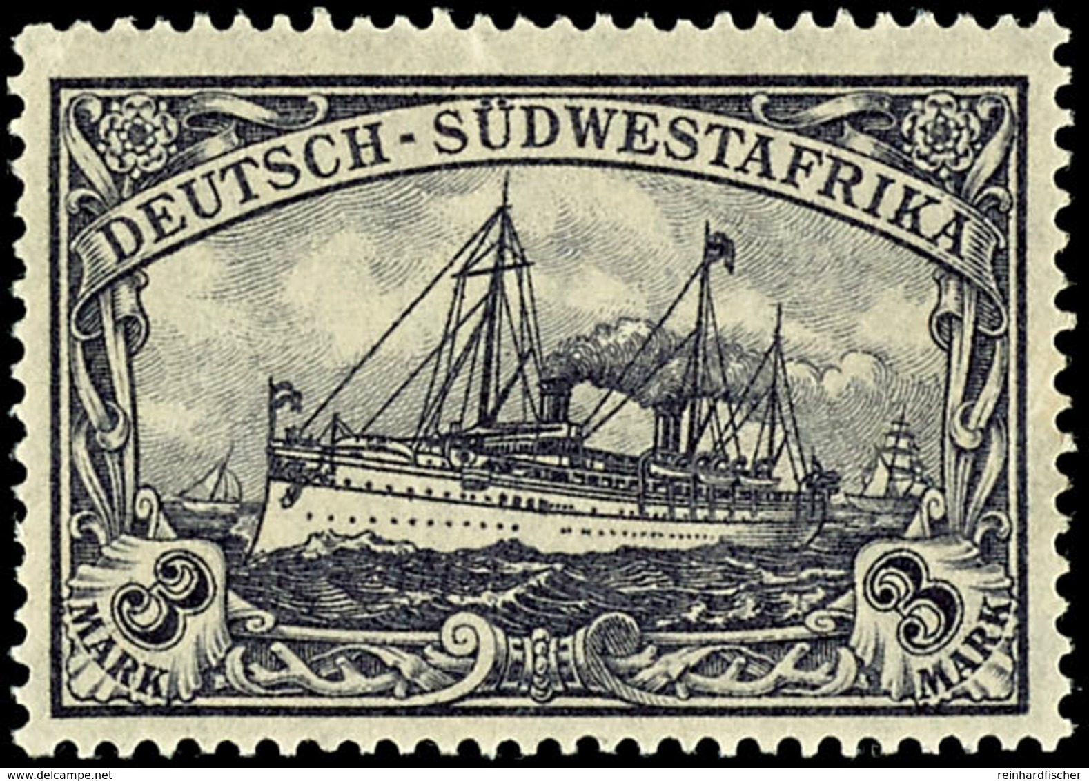 3 Mark Kaiseryacht, Tadellos Postfrisch, Geprüft Steuer BPP, Michel 55,-, Katalog: 31Ba ** - Deutsch-Südwestafrika