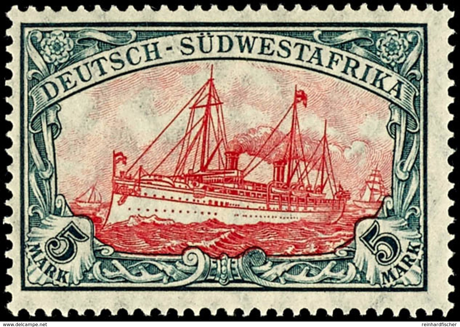 5 Mark Kaiseryacht, Tadellos Ungebraucht, Geprüft Jäschke-L. BPP, Michel 130,-, Katalog: 32Aa * - Deutsch-Südwestafrika