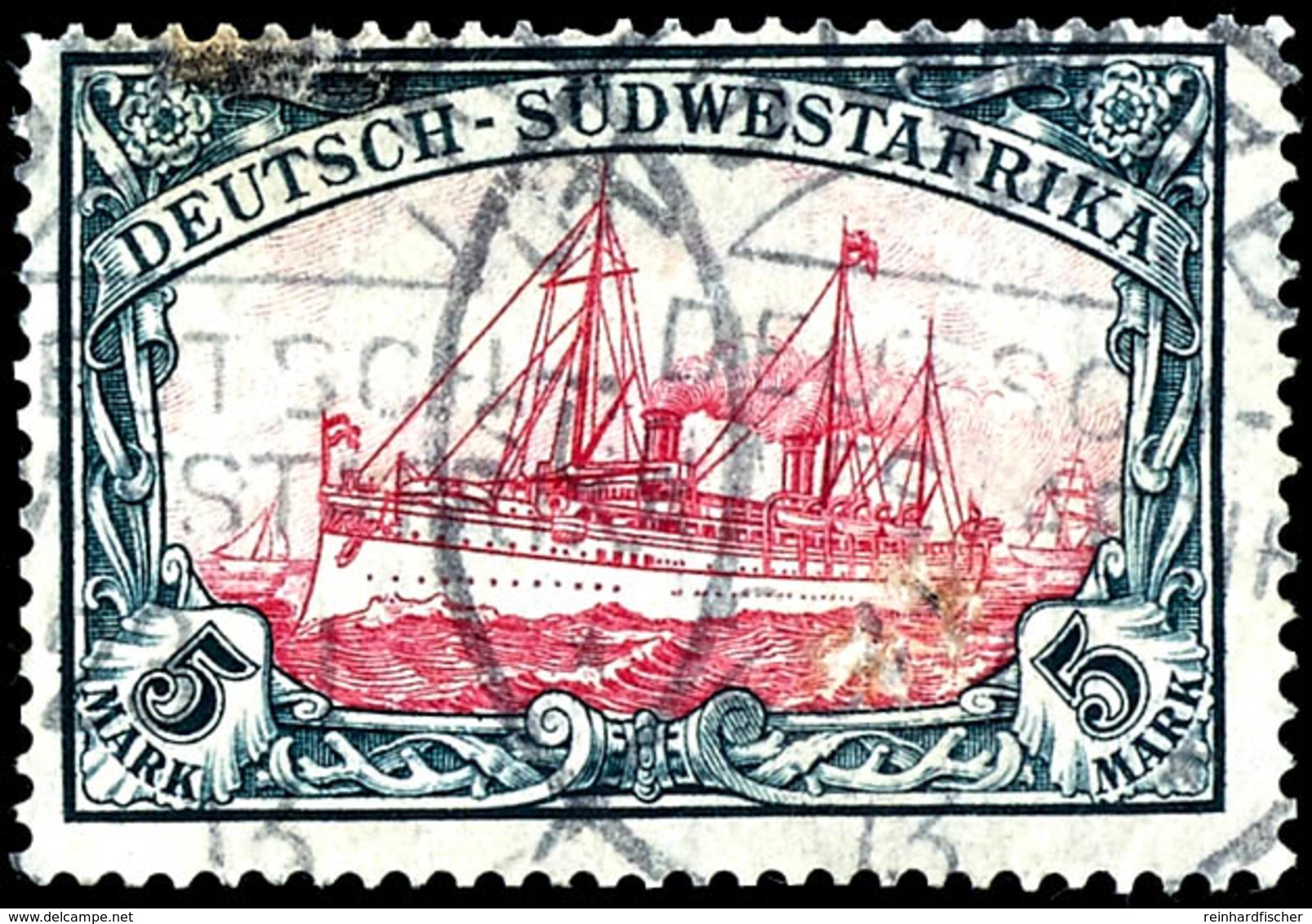 5 Mark Kaiseryacht Gestempelt "TSUMEB", Leicht Nachgezähnt, Sonst Einwandfrei, Fotobefund Steuer BPP, Michel 450,-, Kata - Africa Tedesca Del Sud-Ovest