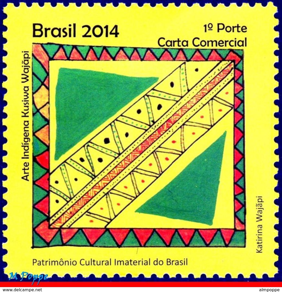 Ref. BR-3287 BRAZIL 2014 ART, INDIGENOUS ART KUSIWA, WAJ�PI, CULTURE, PAINTING, MNH 1V Sc# 3287 - Nuevos