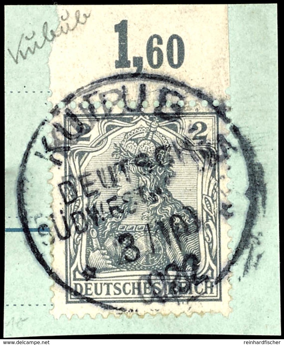 KUBUB DEUTSCH-SÜDWESTAFRIKA 3/10 02, Vollständiger Abschlag Auf Tadellosem Postkartenabschnitt Mit Vom Oberrand Stammend - Deutsch-Südwestafrika