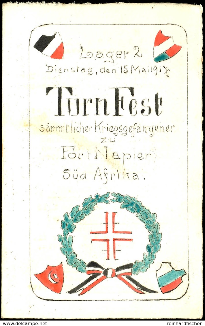 1917, Programm Zum Turnfest Sämtlicher Kriegsgefangener Zu Fort Napier - Südafrika Am Dienstag, 15. Mai 1917, Lager 2, F - Deutsch-Südwestafrika