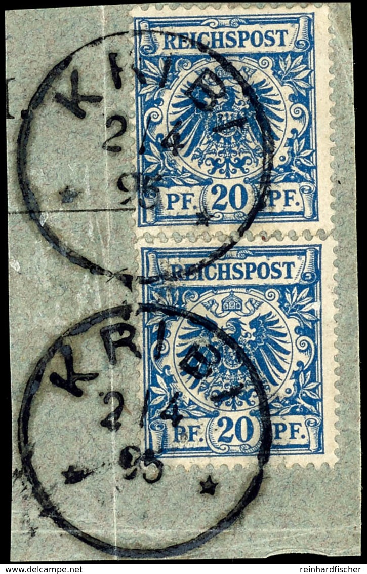 20 Pfennig Krone/Adler, 2 Marken Auf Briefstück, 2 Zentrale Stempel "KRIBI", Gute Erhaltung Geprüft Eibenstein BPP, Mich - Camerun