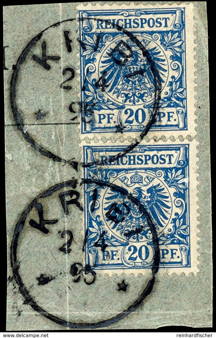 20 Pfennig Krone/Adler, 2 Marken Auf Briefstück, 2 Zentrale Stempel "KRIBI", Gute Erhaltung Geprüft Eibenstein BPP, Mich - Kamerun