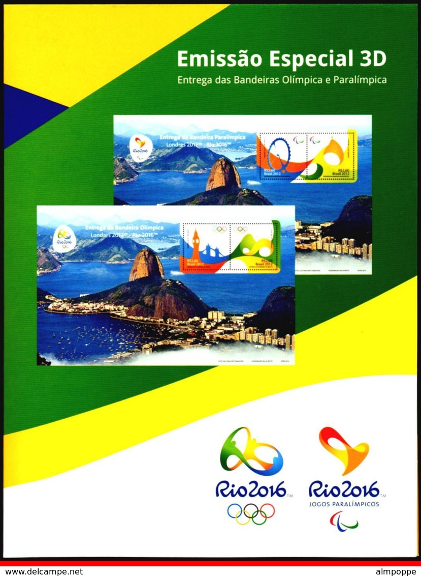 Ref. BR-V2016-24 BRAZIL 2016 OLYMPIC, SPECIAL EDITION,3D STAMPS, ,OLYMPIC GAMES RIO 2016, 2 MS MNH 4V - Sommer 2016: Rio De Janeiro