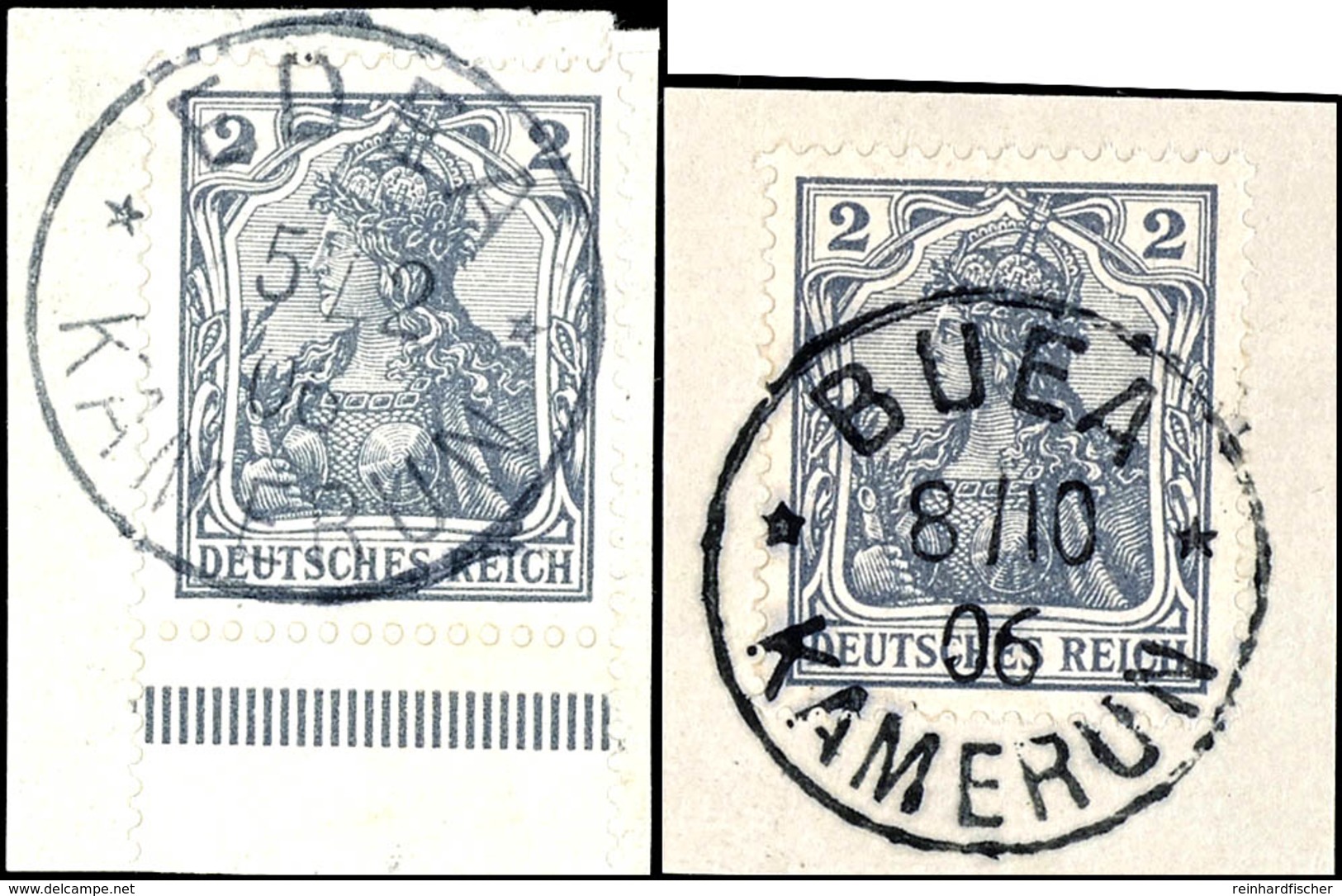 6 Mitläufer Germania Auf Luxusbriefstücken, Stempel "BUEA, DUALA, EDEA, JABASSI", Selten!, Katalog: DR68,69,83,84 BS - Kamerun