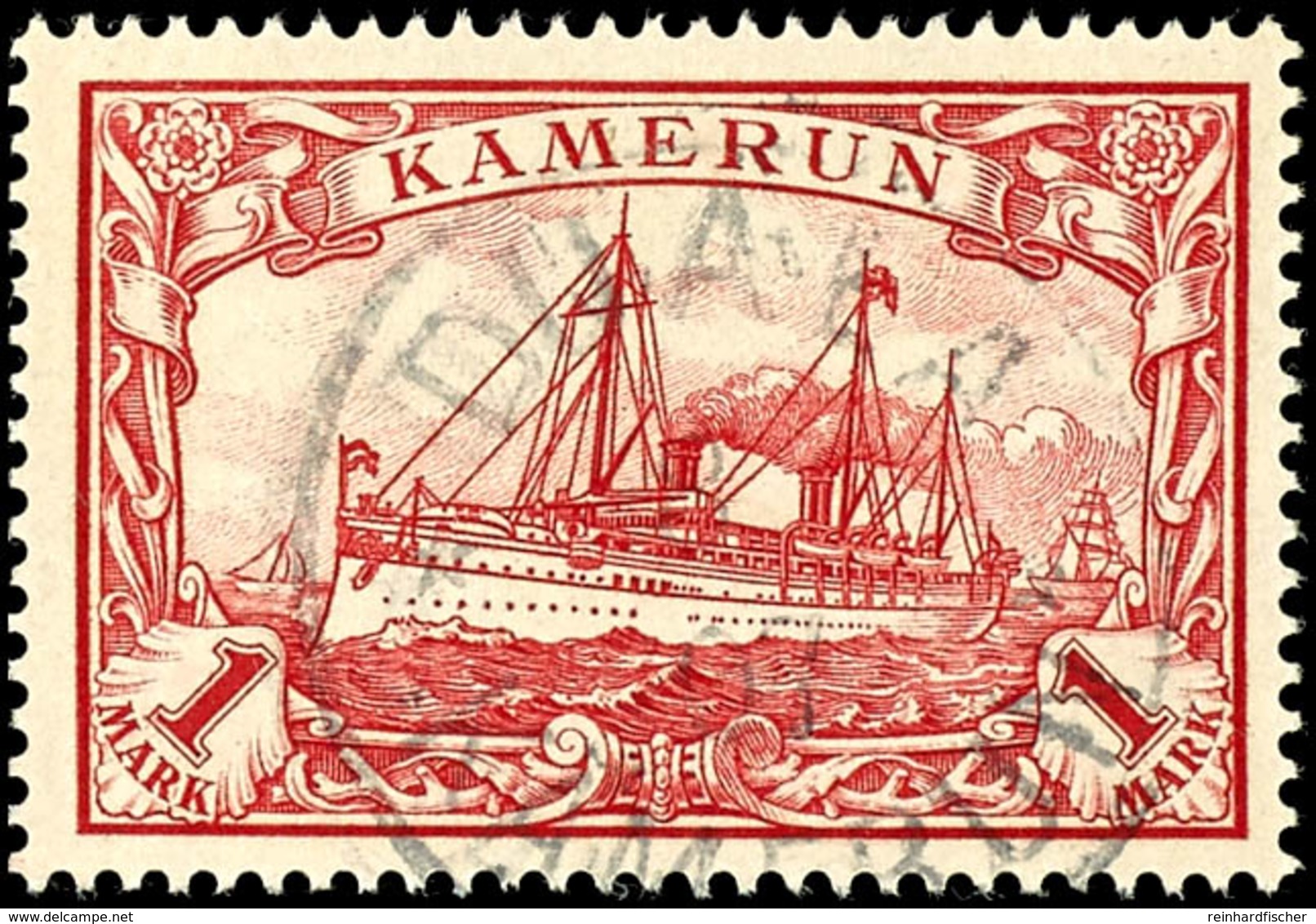 1 Mark Kaiseryacht, Gestempelt "DUALA", Tadellos, Geprüft Steuer BPP, Michel 90,-, Katalog: 16 O - Cameroun