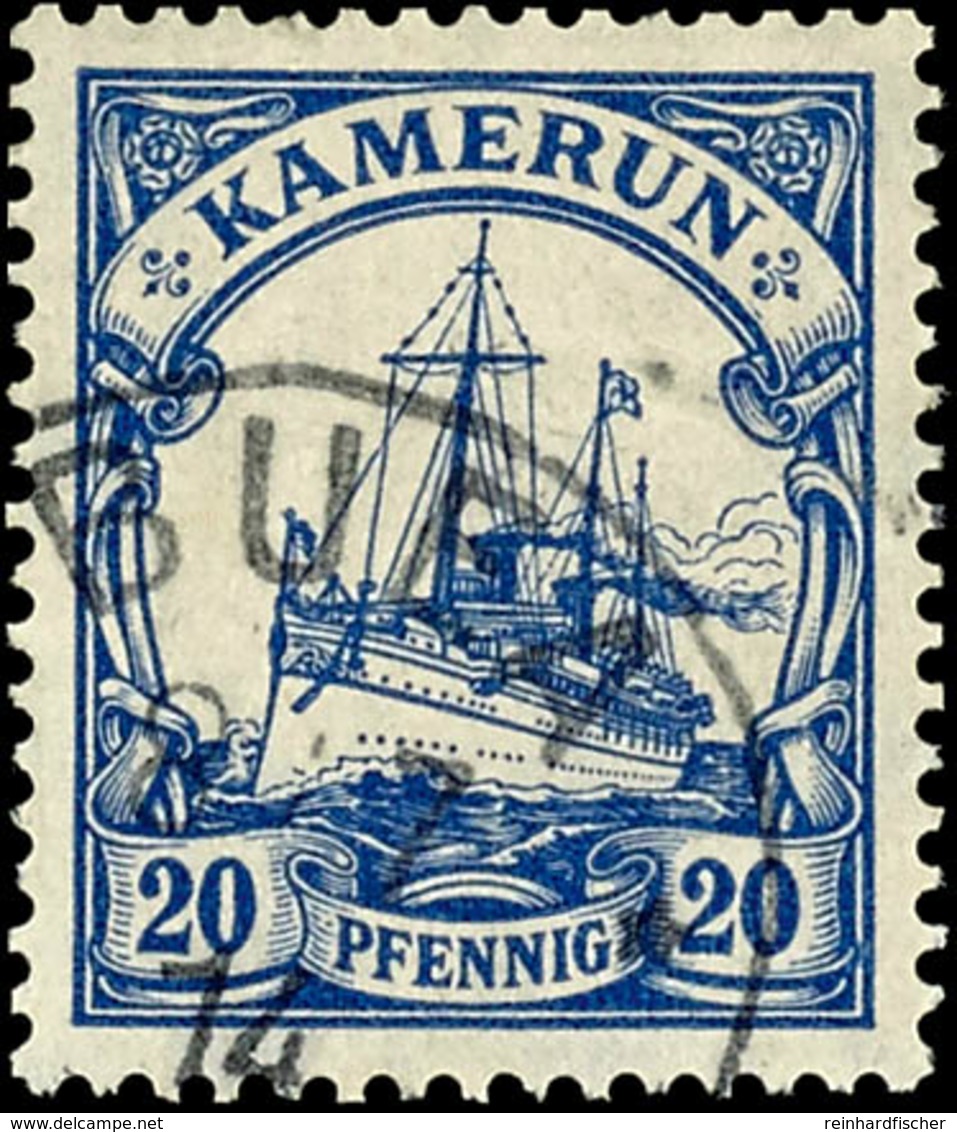 20 Pfennig Kaiseryacht, Gestempelt "BUEA", Tadellos, Doppelt Geprüft Hoffmann-Giesecke BPP Und Bothe BPP, Michel 150,-,  - Kamerun