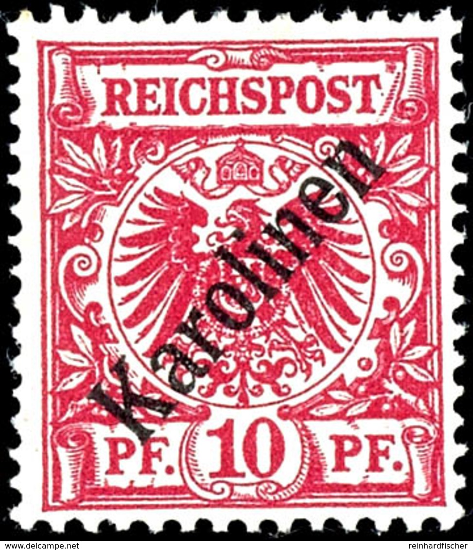 10 Pfg Krone/Adler Mit Diagonalem Aufdruck "Karolinen", Tadellos Postfrisch, Geprüft, Mi. 700.-, Katalog: 3I ** - Karolinen