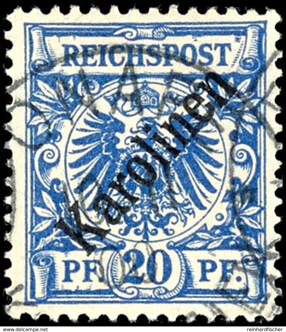 20 Pfennig Krone/Adler, Gestempelt, Tadellos, Geprüft Richter, Michel 160,-, Katalog: 4I O - Isole Caroline