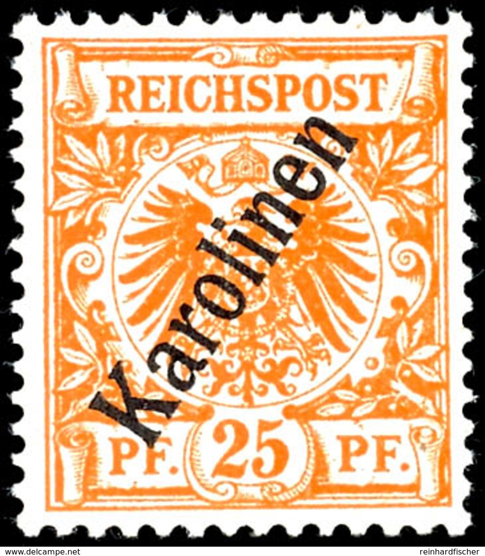 25 Pfennig Krone/Adler Mit Aufdruck "Karolinen", Tadellos Postfrisch, Ohne Signatur, Michel 180,-, Katalog: 5IIa ** - Karolinen