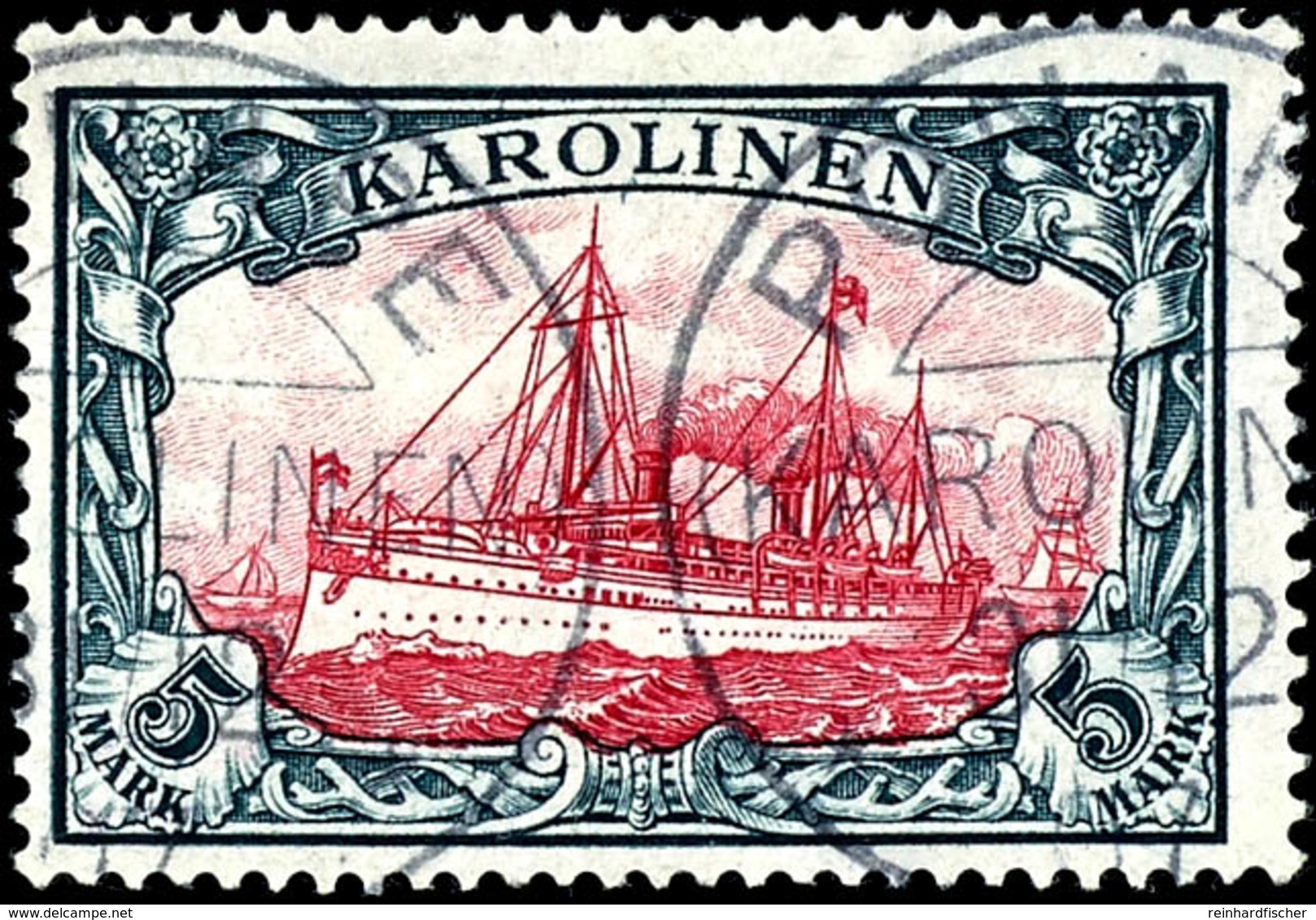 5 M. Kaiseryacht Gestempelt "PONAPE 31/12 07", Kabinett, Geprüft Gebr. Senf, Fotoattest Jäschke-L. BPP, Mi. 600.-, Katal - Carolines