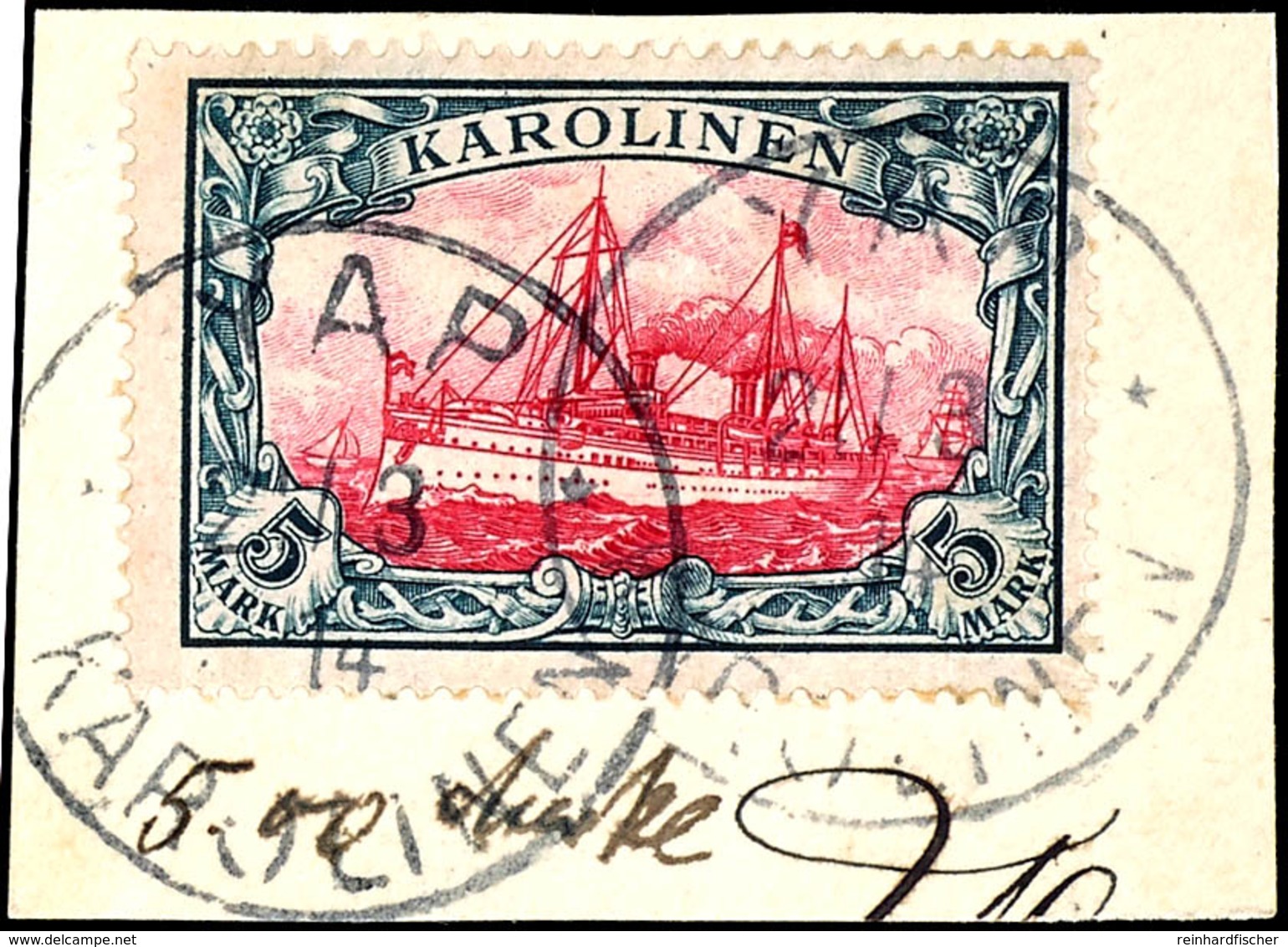 5 Mark Kaiseryacht, Luxusbriefstück Mit Stempel "YAP", Geprüft Richter Und Bothe, Befund Bothe,  Michel 600,-, Katalog:  - Carolines