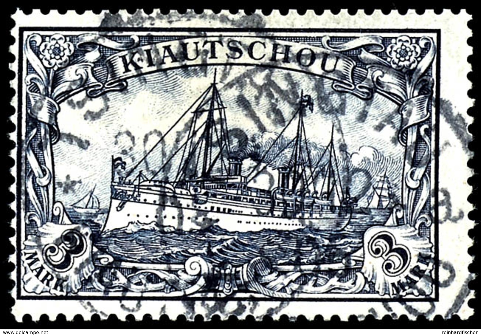 1 - 3 M. Kaiseryacht Ohne Wz., Zentrisch Gestempelt K1 "TSINGTAU B" Bzw. "TSINGTAU A", Tadellose Erhaltung, Kabinett, Mi - Kiautschou