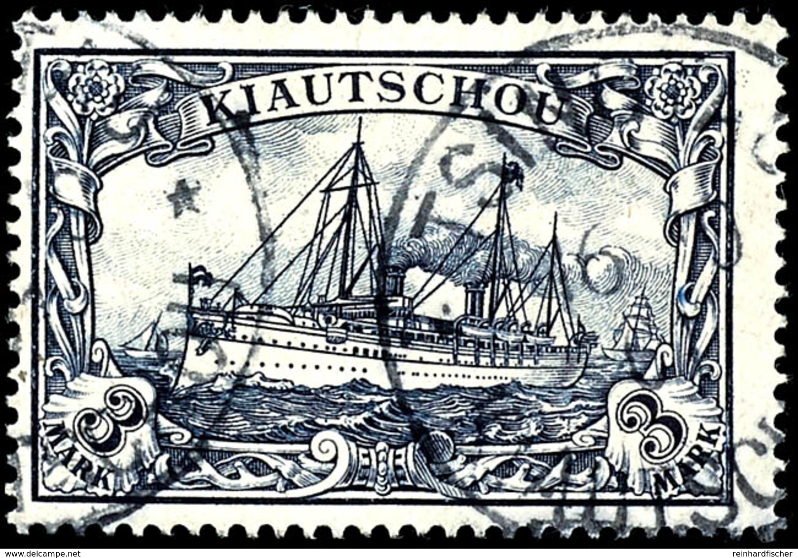 3 Mark Kaiseryacht, Tadellos, Gestempelt "TSINGTAU", Michel 240,-, Katalog: 16 O - Kiautschou