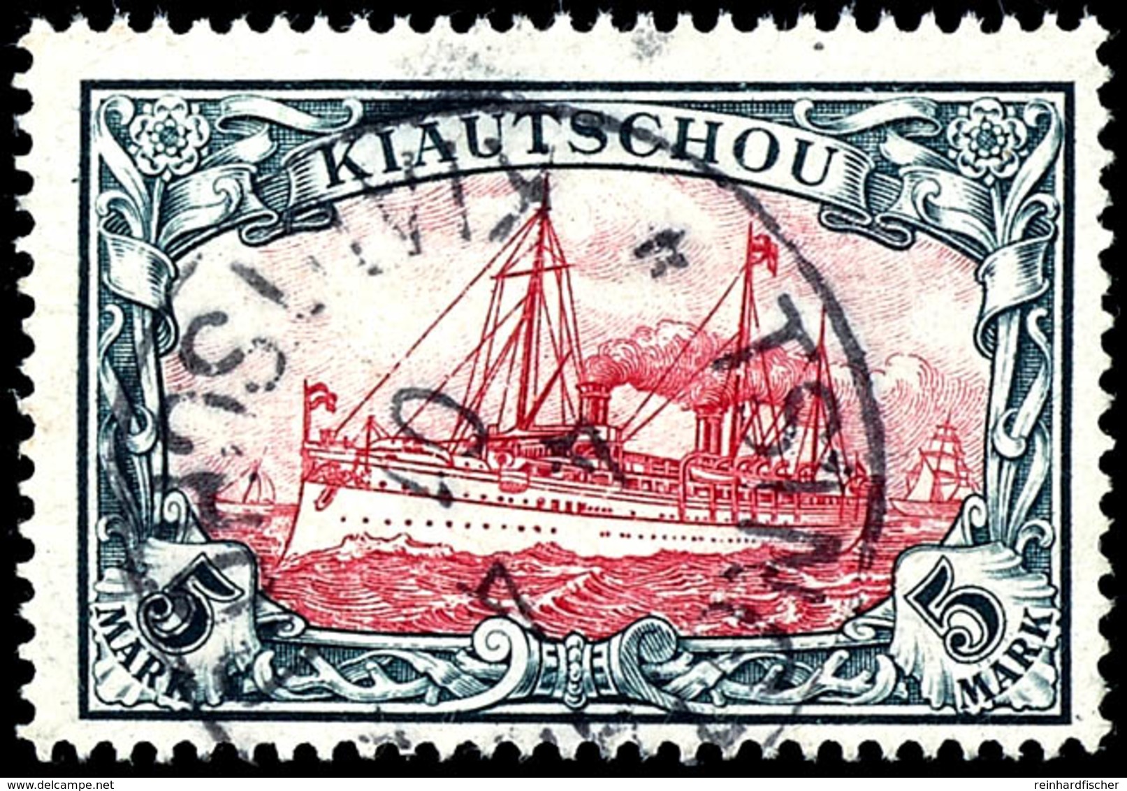 2 1/2 Dollar Kaiseryacht, Zentrisch Klar Gestempelt Mit Ekr. "TSINGT(AU) 4 4 01", Tadellose Erhaltung, Gepr. H. Krause,  - Kiauchau