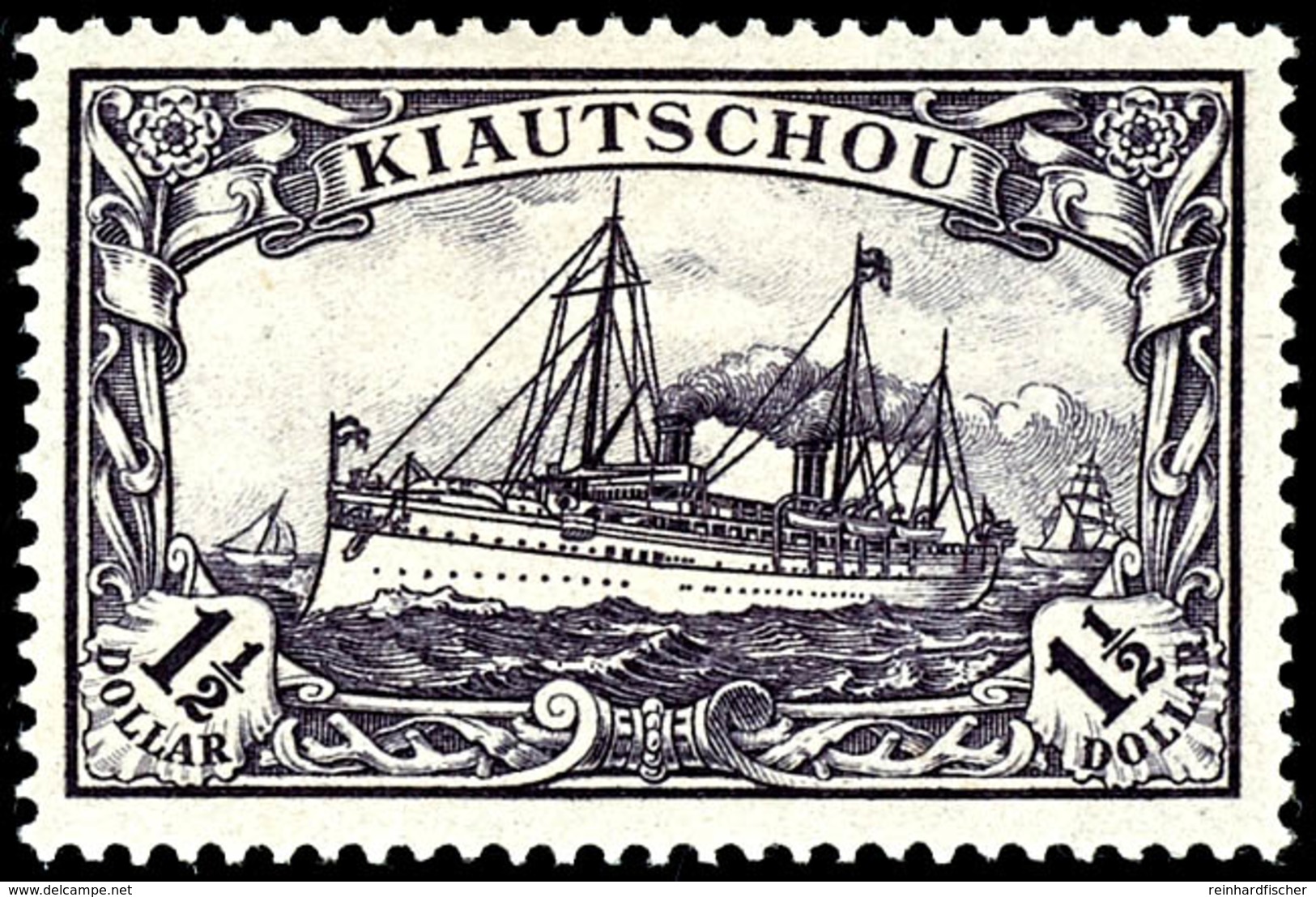 2 1/2 Dollar Kaiseryacht, A-Zähnung, Tadellos Ungebraucht Mit Originalgummierung, Fotoattest Steuer BPP (1998): "qualita - Kiautchou