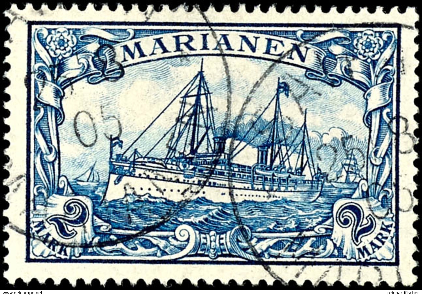 2 Mark Kaiseryacht, Gestempelt, Tadellos, Geprüft Friedemann, Michel 110,-, Katalog: 17 O - Isole Marianne