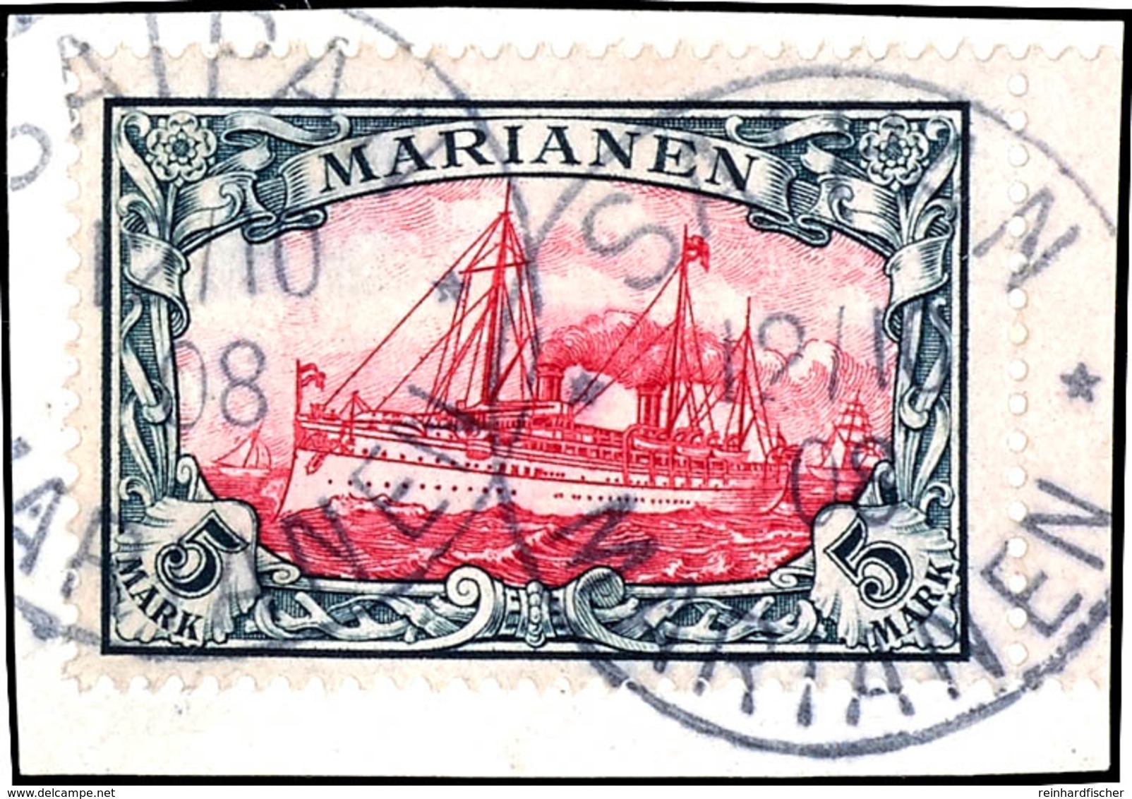 5 Mark Kaiseryacht Auf Luxusbriefstück, Gestempelt "SAIPAN", Geprüft Bothe BPP, Michel 600,-, Katalog: 19 BS - Mariannes