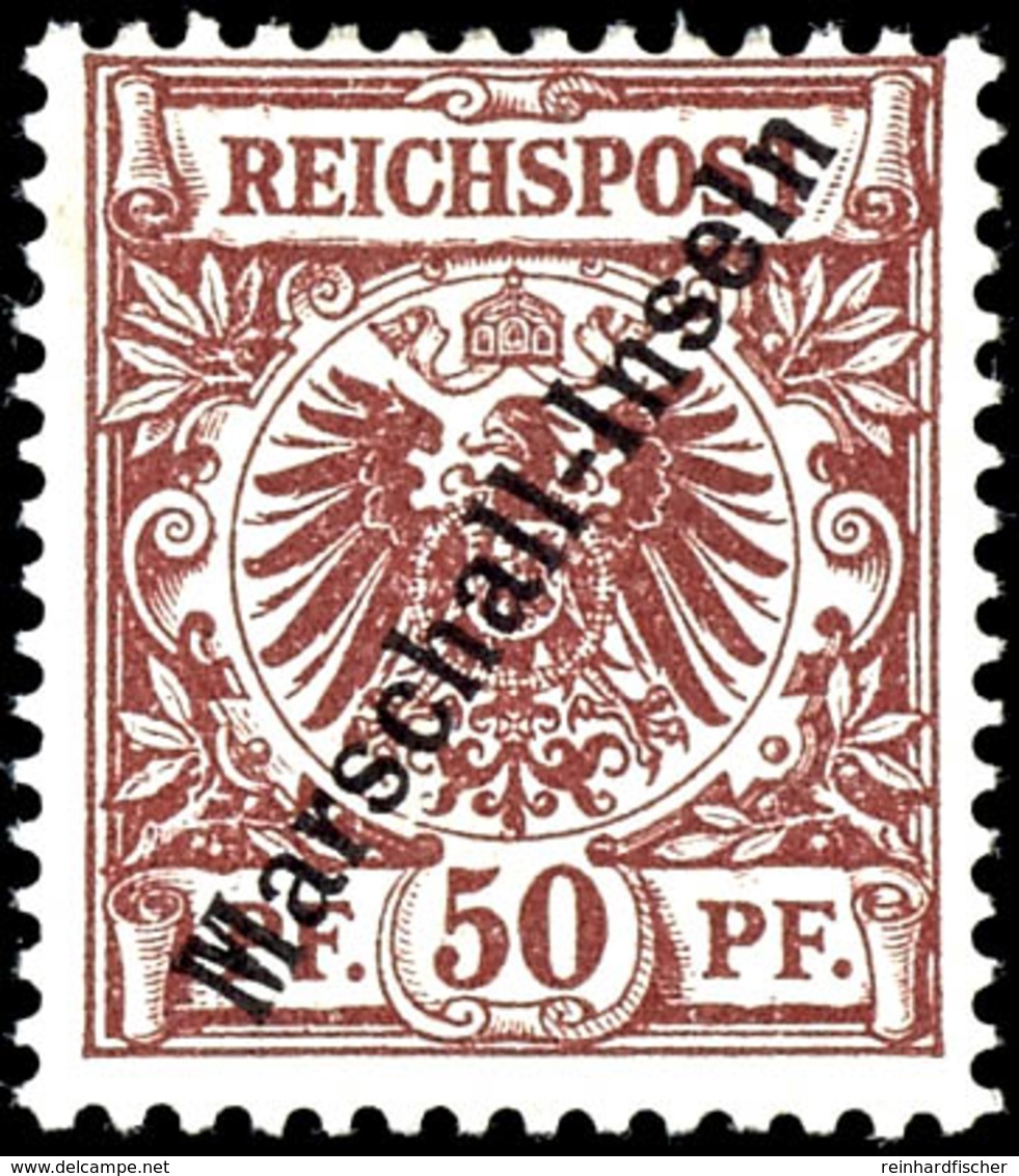 3 Bis 50 Pfennig Krone/Adler Mit Aufdruck "Marschall-Inseln", Berliner Ausgabe, Tadellos Ungebraucht, Michel 750,-, Kata - Marshall