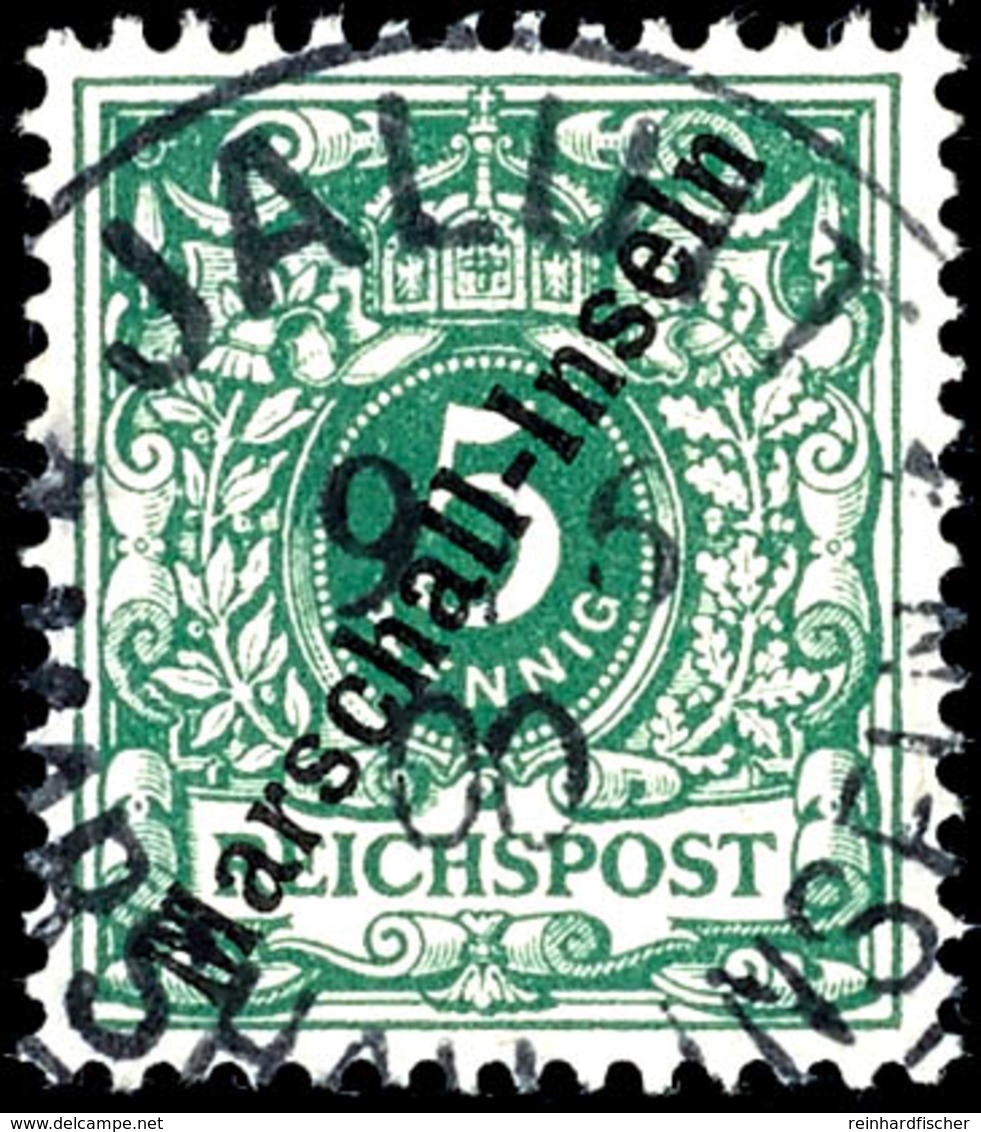 5 Pfennig Krone/Adler Mit Aufdruck "Marschall-Inseln", Tadellos, Gestempelt "JALUIT MARSHALL-INSELN" In Sorte II, Michel - Marshall-Inseln