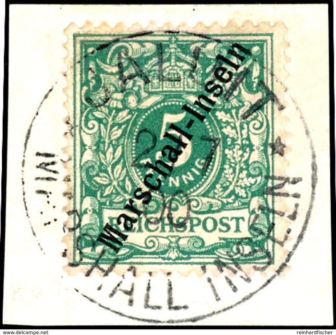 5 Pfennig Krone/Adler Mit Aufdruck "MARSCHALL-INSELN"  Tadelloses Briefstück Mit Stempel "JALUIT MARSHALL-INSELN", Sorte - Isole Marshall