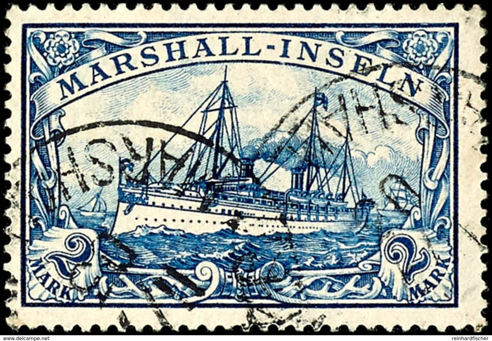 2 Mark Kaiseryacht, Gestempelt, Tadellos, Michel 140,-, Katalog: 23 O - Isole Marshall