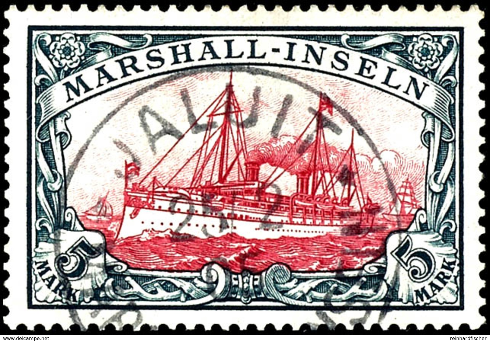 5 Mark Kaiseryacht, Tadellos, Gestempelt "JALUIT", Fotobefund Bothe BPP, Michel 600,-, Katalog: 25 O - Isole Marshall