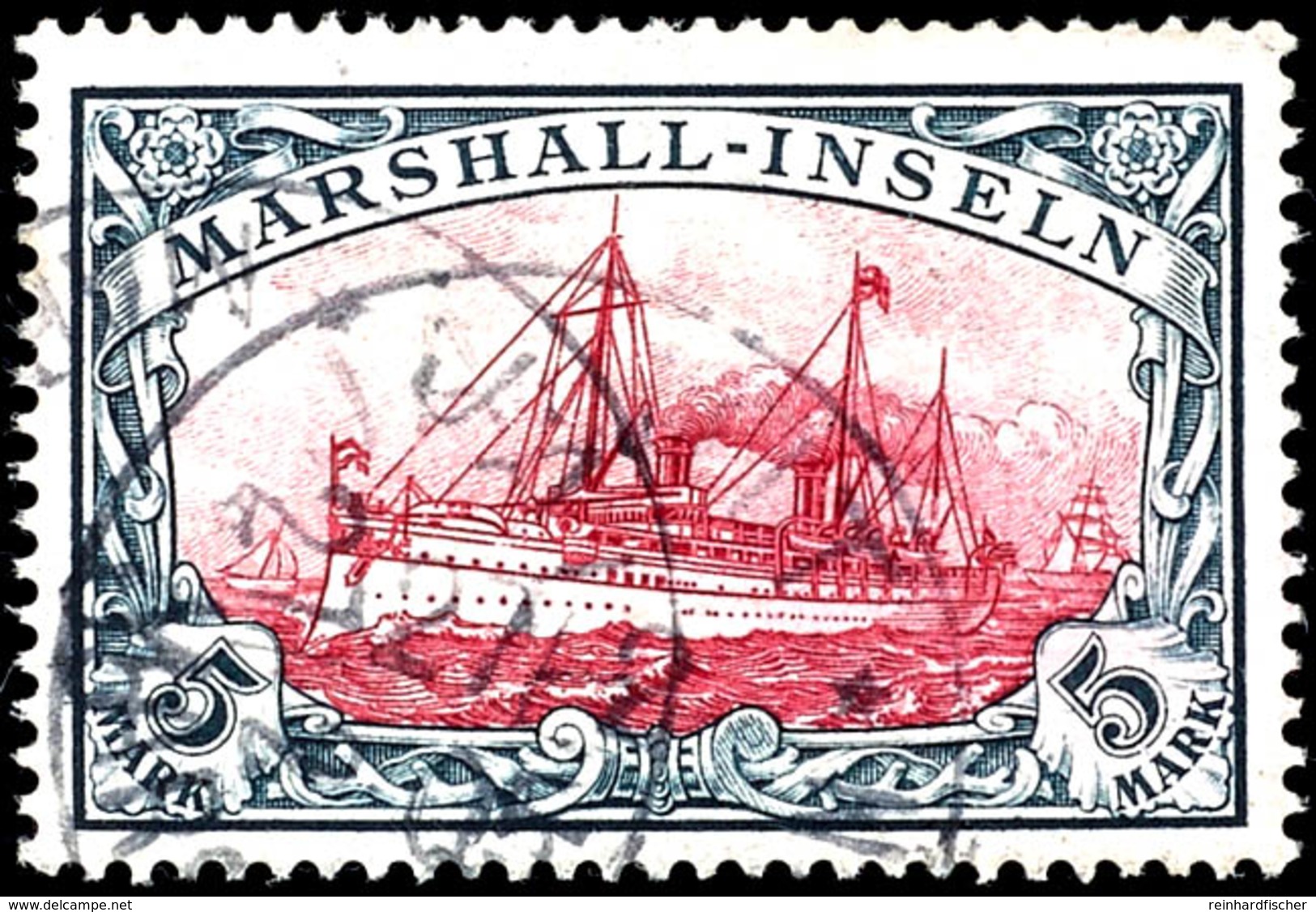 5 Mark Kaiseryacht, Tadellos, Gestempelt "JALUIT", Geprüft Steuer BPP, Michel 600,-, Katalog: 25 O - Islas Marshall