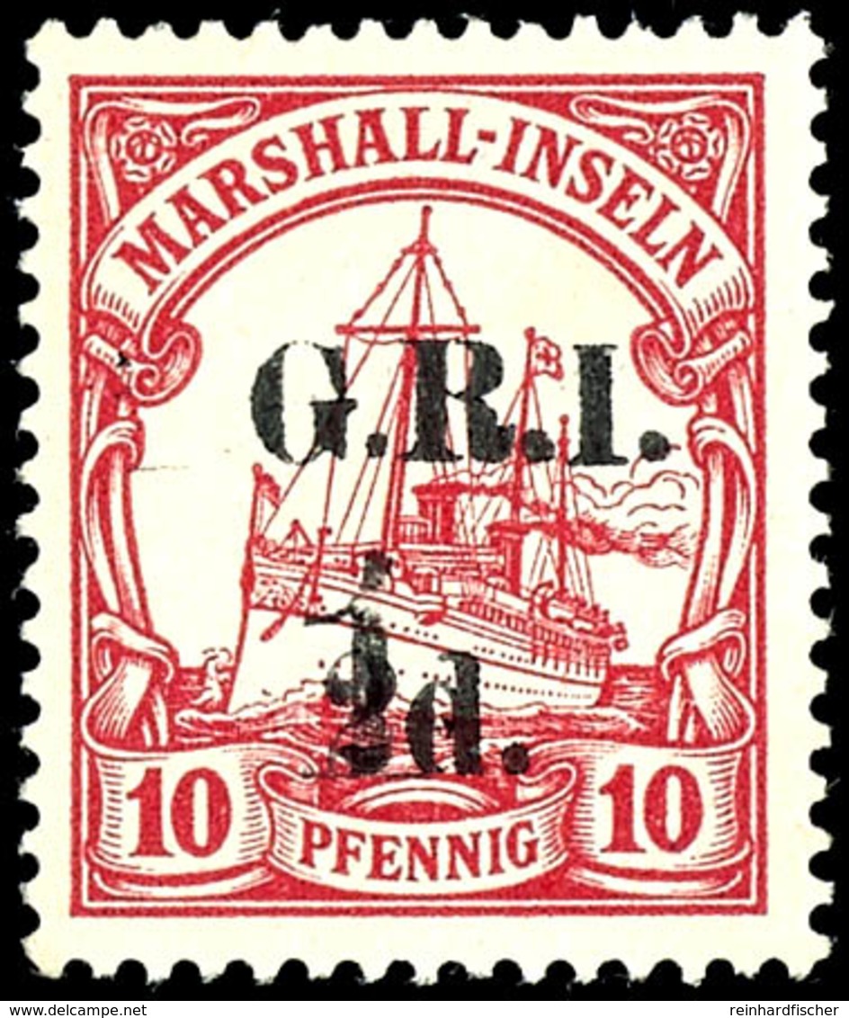 1 Auf 2 D. Auf 10 Pfg Kaiseryacht, Tadellos Ungebraucht, Sehr Selten, Auflage Nur 480 Stück, U.a. Gepr. Pauligk BPP, Mi. - Marshall-Inseln