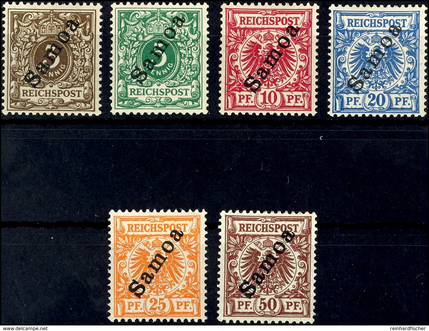 3 - 50 Pfg Krone/Adler, 6 Werte Komplett, Tadellos Ungebraucht, Gepr. Pauligk, Mi. 140.-, Katalog: 1/6 * - Samoa