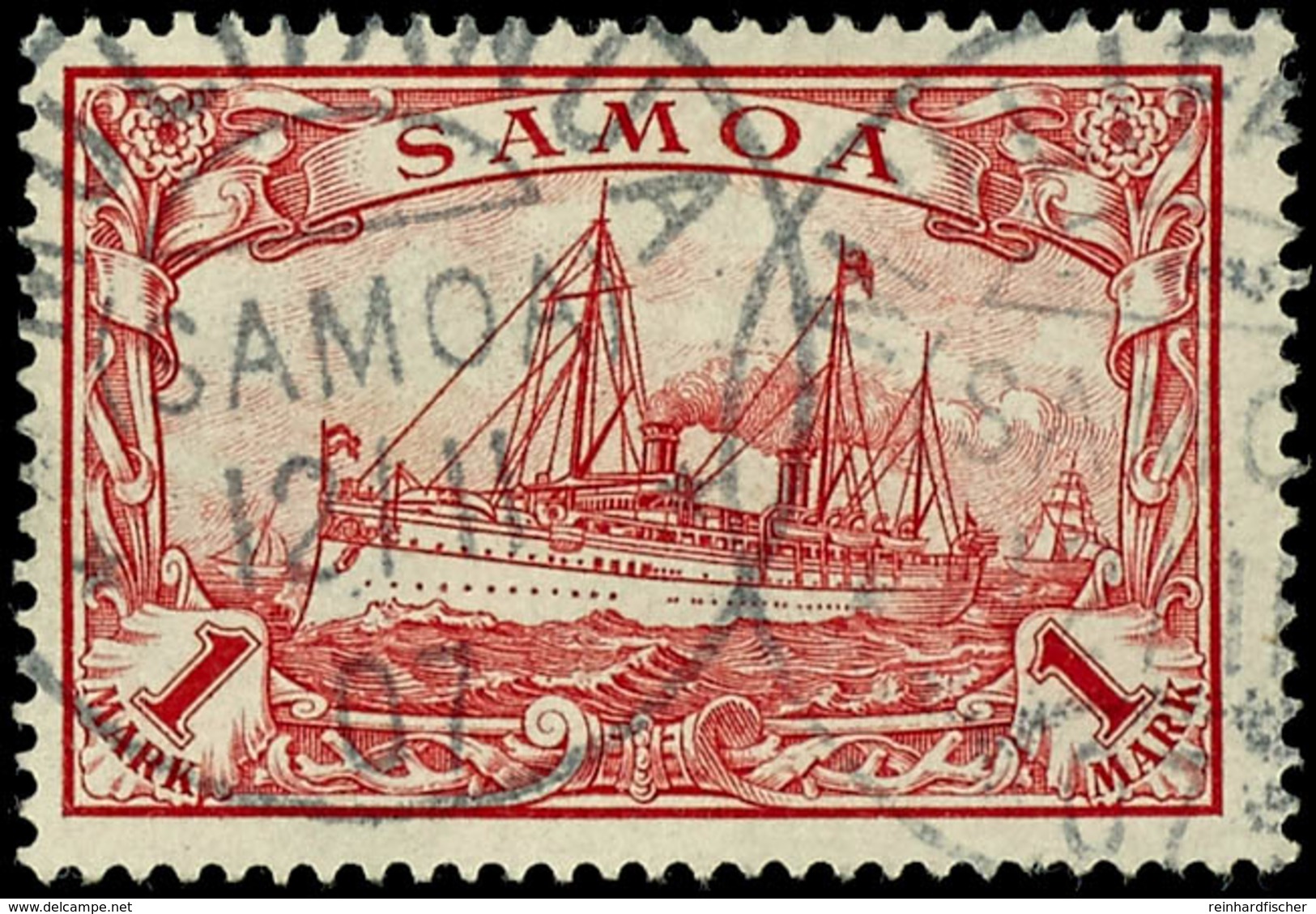 1 Mark Kaiseryacht, Besserer Stempel "MULIFANUA", Tadellos, Michel 70,-, Katalog: 16 O - Samoa