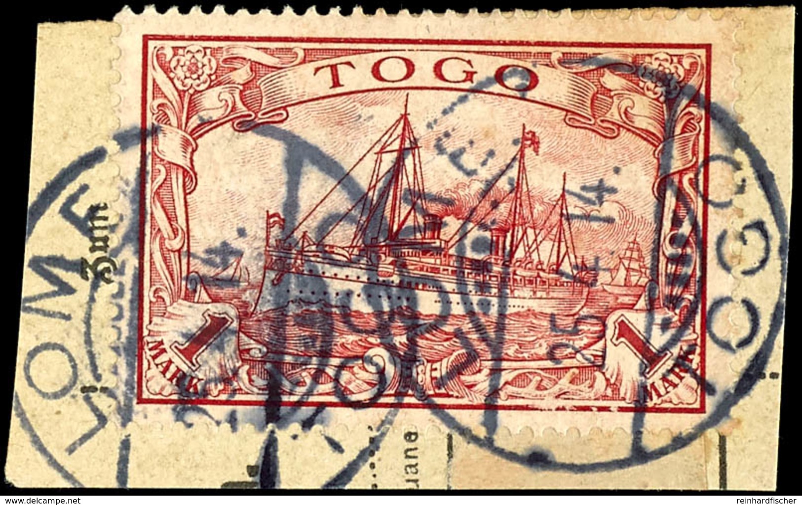 1 Mark Rot Tadellos Auf Paketkartenabschnitt, Tiefst Gepr. Dr. Hartung, Mi. 130.-, Katalog: 16 PA - Togo