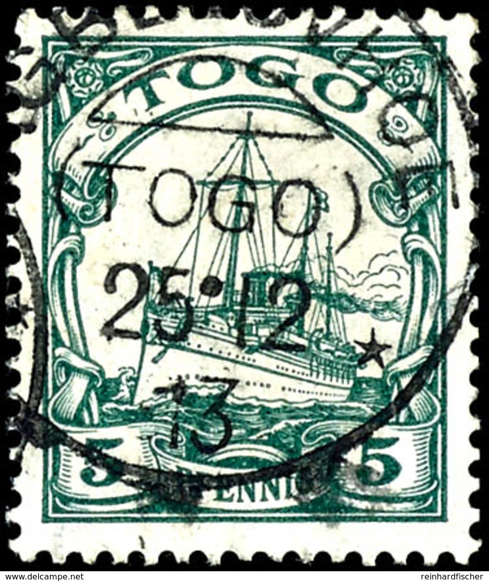 5 Pfennig Kaiseryacht, Tadellos, Gestempelt "AGBELUVHOE", Doppelt Geprüft Eibenstein BPP, Arge 150,-, Katalog: 21 O - Togo