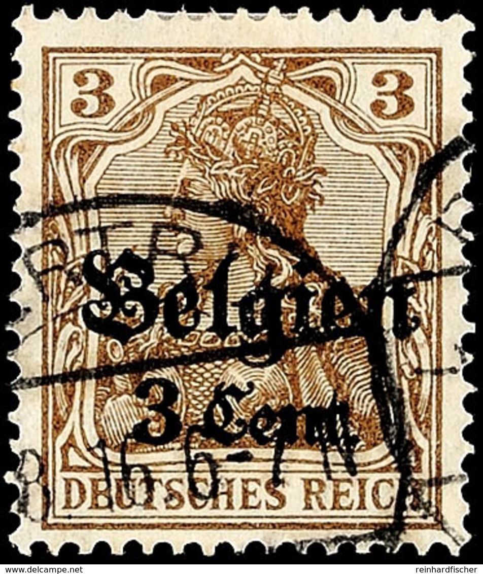 3 Cent Auf 3 Pfg Germania, A-Farbe, Type II, Tadellos Gestempelt, Gepr. Hey BPP, Mi. 120.-, Katalog: 11aII O - Autres & Non Classés