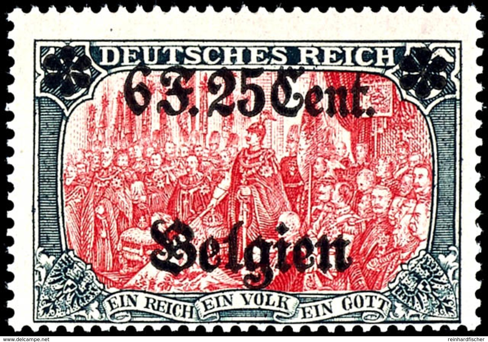 6 F.25 C. Auf 5 Mk., Aufdruck Type II "B Unter F", Postfrisch, Gepr. Hey BPP, Mi. 300,-, Katalog: 25II ** - Sonstige & Ohne Zuordnung