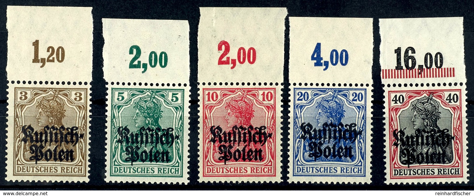 3 Pfg Bis 40 Pfg Germania, Kpl. Satz Vom Oberrand, 40 Pfg Oberrand B Mit Strichelleiste, Tadellos Postfrisch, Mi. 152.-, - Autres & Non Classés