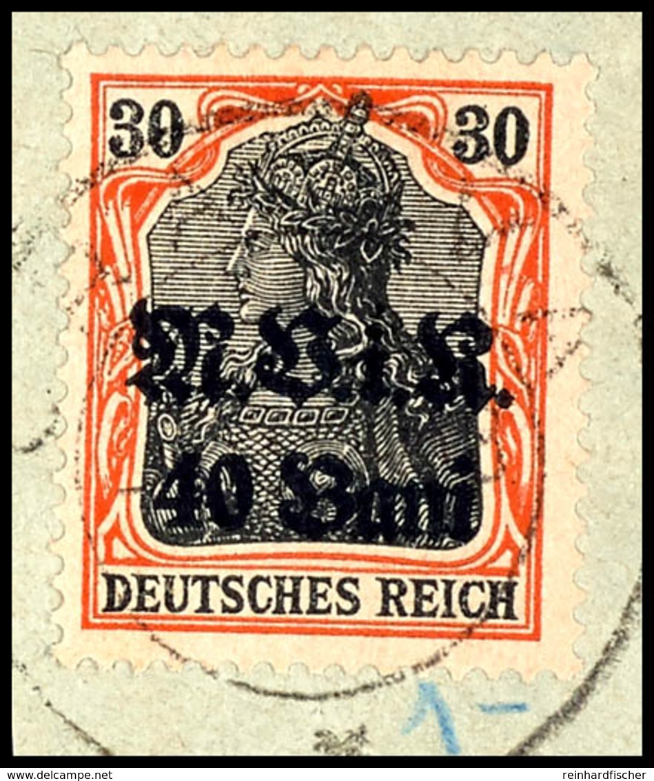 40 B. Auf 30 Pfg., Aufdruck Rußig, Gestempelt Auf Briefstück, Signiert Wasels BPP, Mi. 150.-, Katalog: 7b BS - Romania