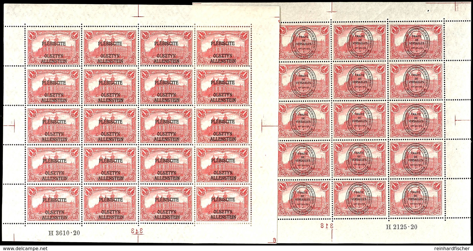 1 Mark, 2 Postfrische Originalbogen, Bogen Der Nr.10 Mit HAN 3610.20 Und Spiegelverkehrten Platten Nr.6 Und 343, Bogen D - Sonstige & Ohne Zuordnung