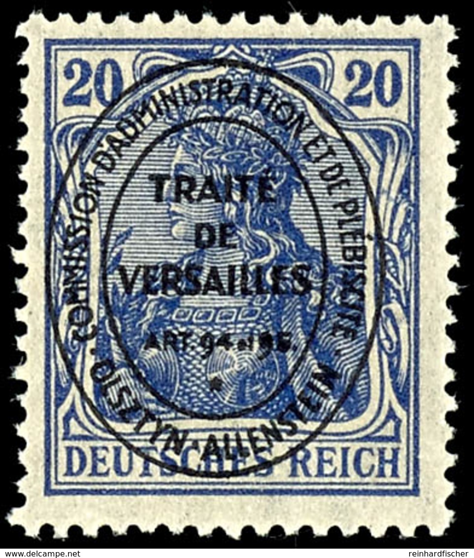 20 Pfg Germania Ultramarin Mit Ovalaufdruck, Tadellos Postfrisch, Kabinett, Gepr. Wasels BPP, Mi. 350.-, Katalog: 19a ** - Autres & Non Classés