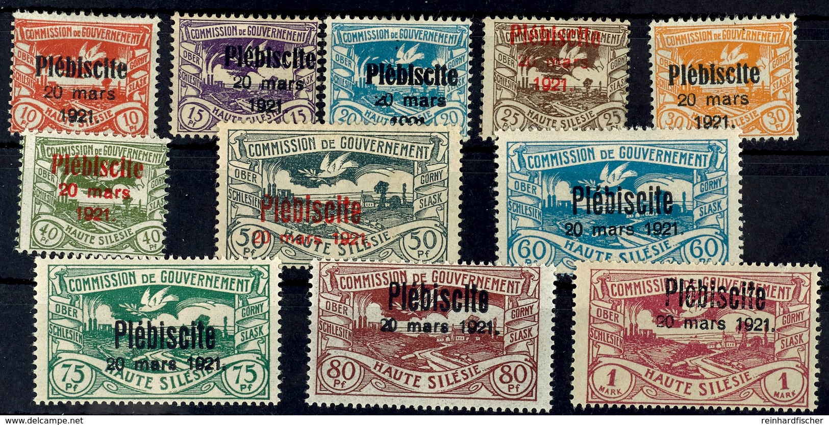 10 Pfg. Bis 1 Mk., Aufdruck Plebiscite, 11 'Werte Kpl. Ungebraucht, Mi. 150,-, Katalog: 30/40 * - Otros & Sin Clasificación