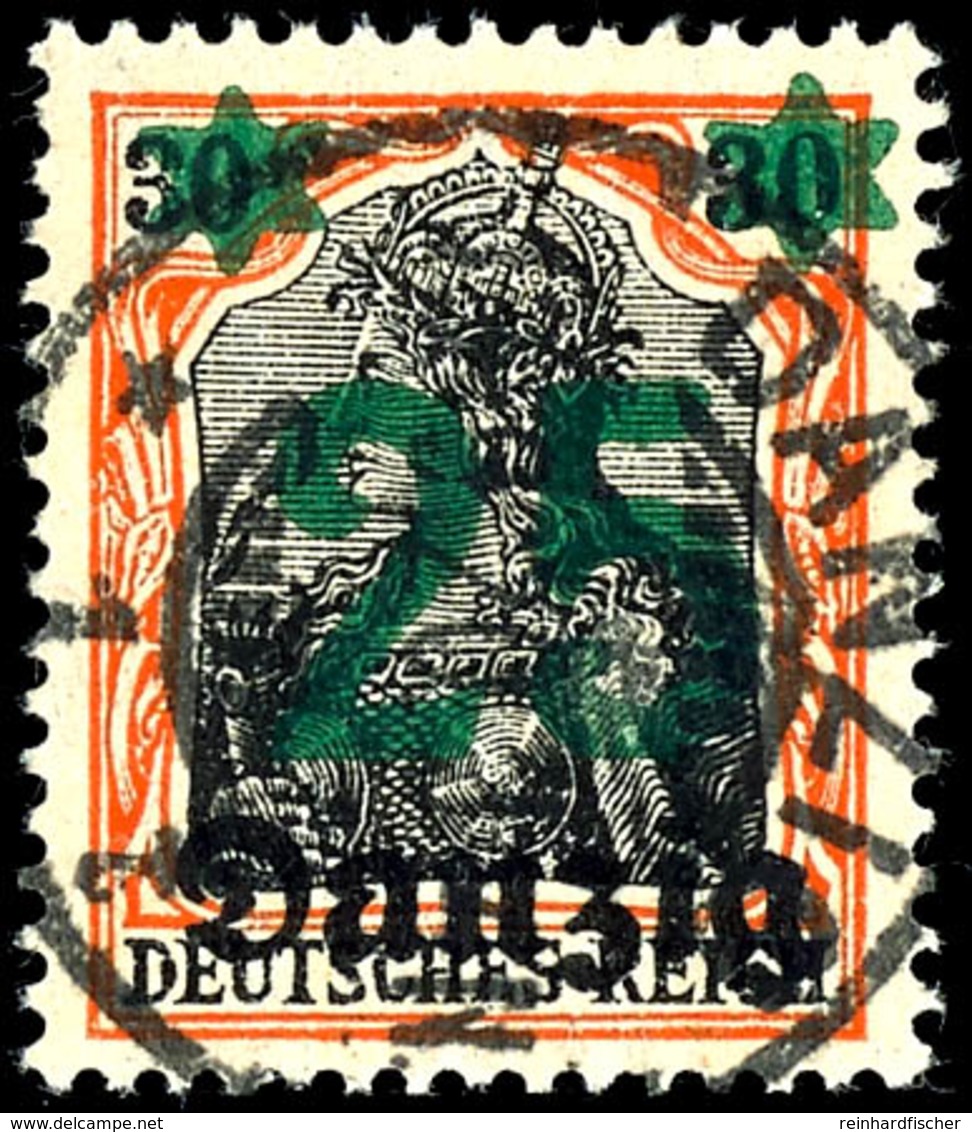 25 Pfennig Auf 30 Pfennig, Zeitgerecht Gestempelt Mit Plattenfehler "0 Der Rechten 30 Dünn", Feld 83 (wie DR 89 II Pf II - Sonstige & Ohne Zuordnung