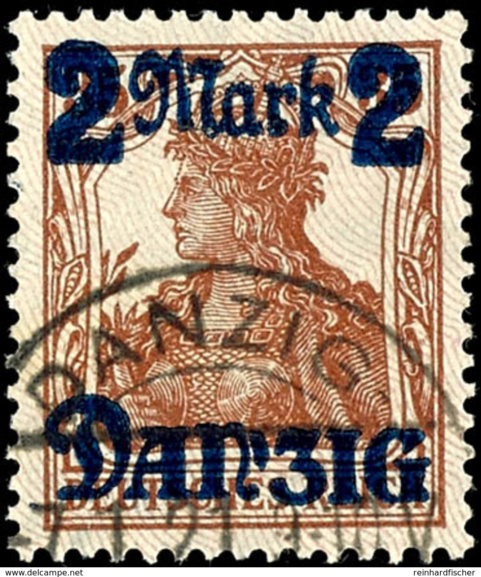 2 Mark Auf 35 Pfennig Spitzen Nach Oben, Gefälligkeitsstempel, Plattenfehler IX "n In Danzig Gebrochen", Geprüft Soeckni - Other & Unclassified