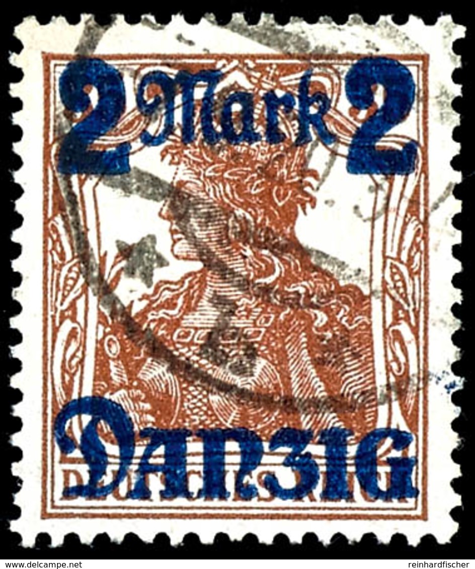 2 Mark Auf 35 Pfennig Ohne Netzunterdruck, Zeitgerecht Gestempelt Mit Plattenfehler V "Bruch Durch Zi Von Danzig", Fotoa - Autres & Non Classés