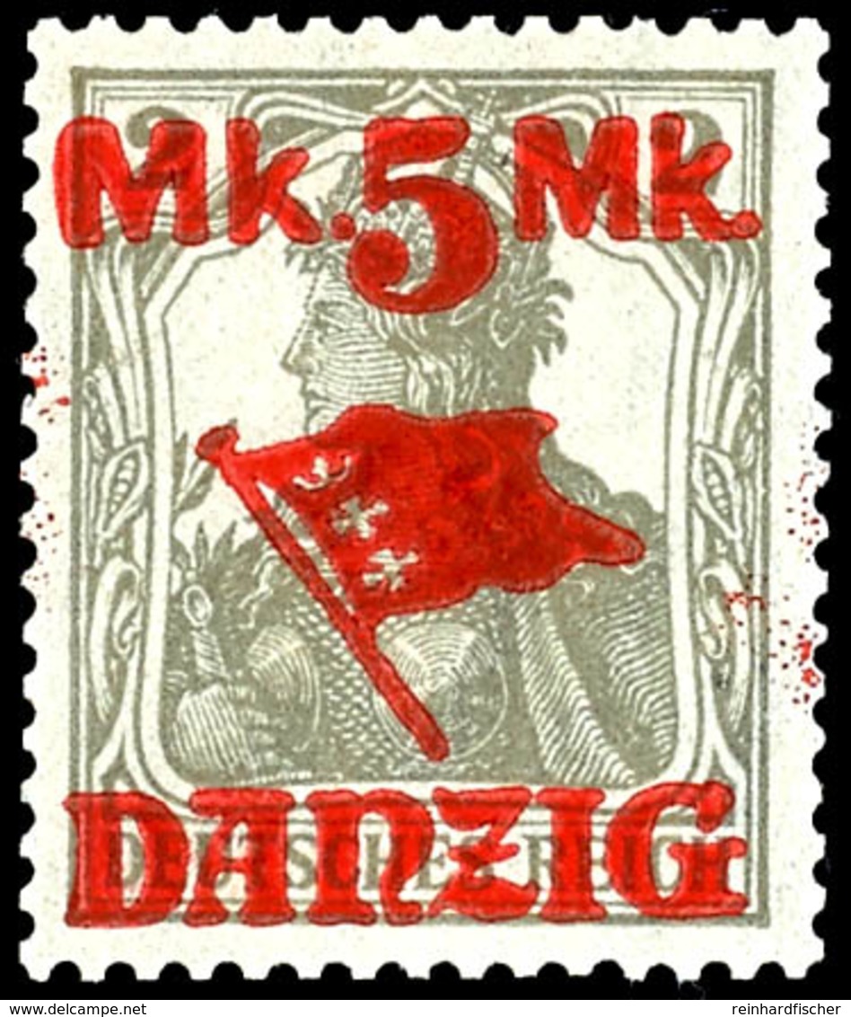 5 Mark Auf 2 Pfennig Germania, Abart "ohne Netzunterdruck", Tadellos Postfrisches Kabinettstück Der Seltenen Marke, Gepr - Autres & Non Classés