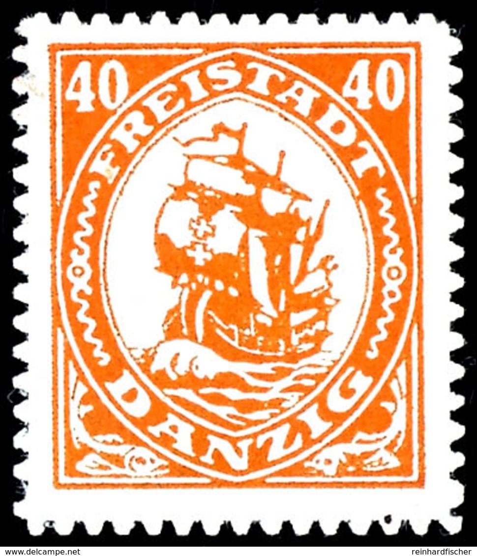 40 Pfennig Kogge, Essay In Orange Mit Inschrift "Freistadt", Ohne Netzunterdruck, Wie Verausgabt Ohne Gummierung, Kurzbe - Other & Unclassified